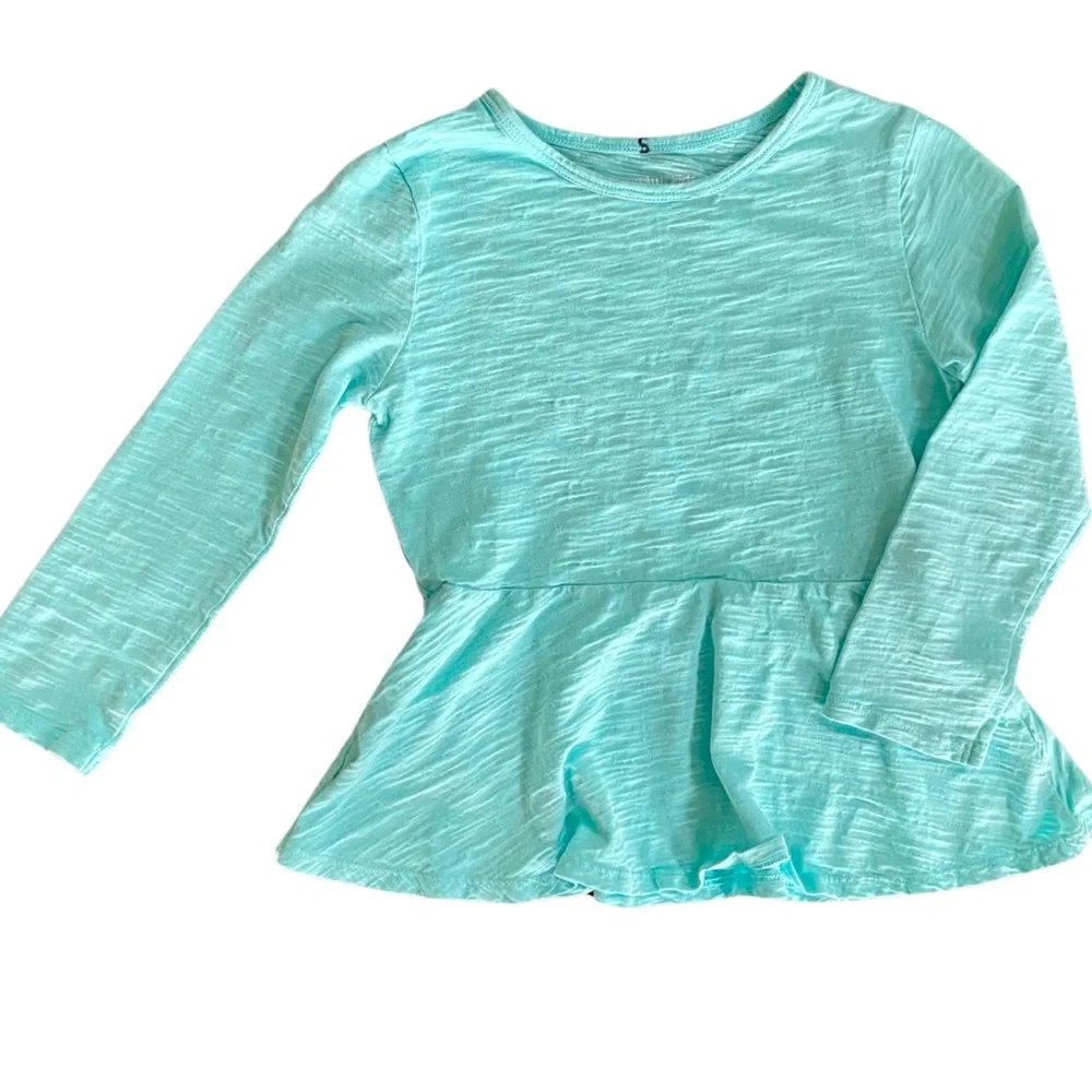 Girls Shirt, Flare Bottom, Teal, Garnet Hill Kids, Medium